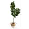 4.5ft. Fiddle Leaf Fig Artificial Tree with Boho Chic Handmade Cotton & Jute White Woven Planter